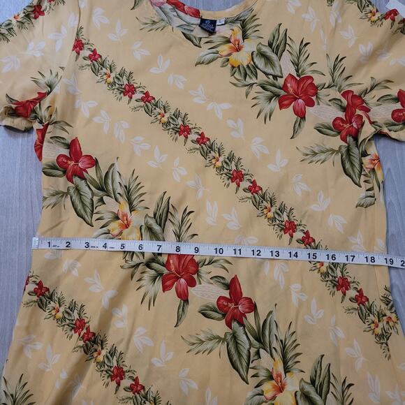 Hibiscus Collection Hawaiian Diagonal Floral Midi Summer Dress Hula -Size:	L - Picture 7 of 8